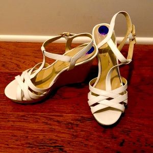 Worn once - Jessica Simpson white strappy wedge